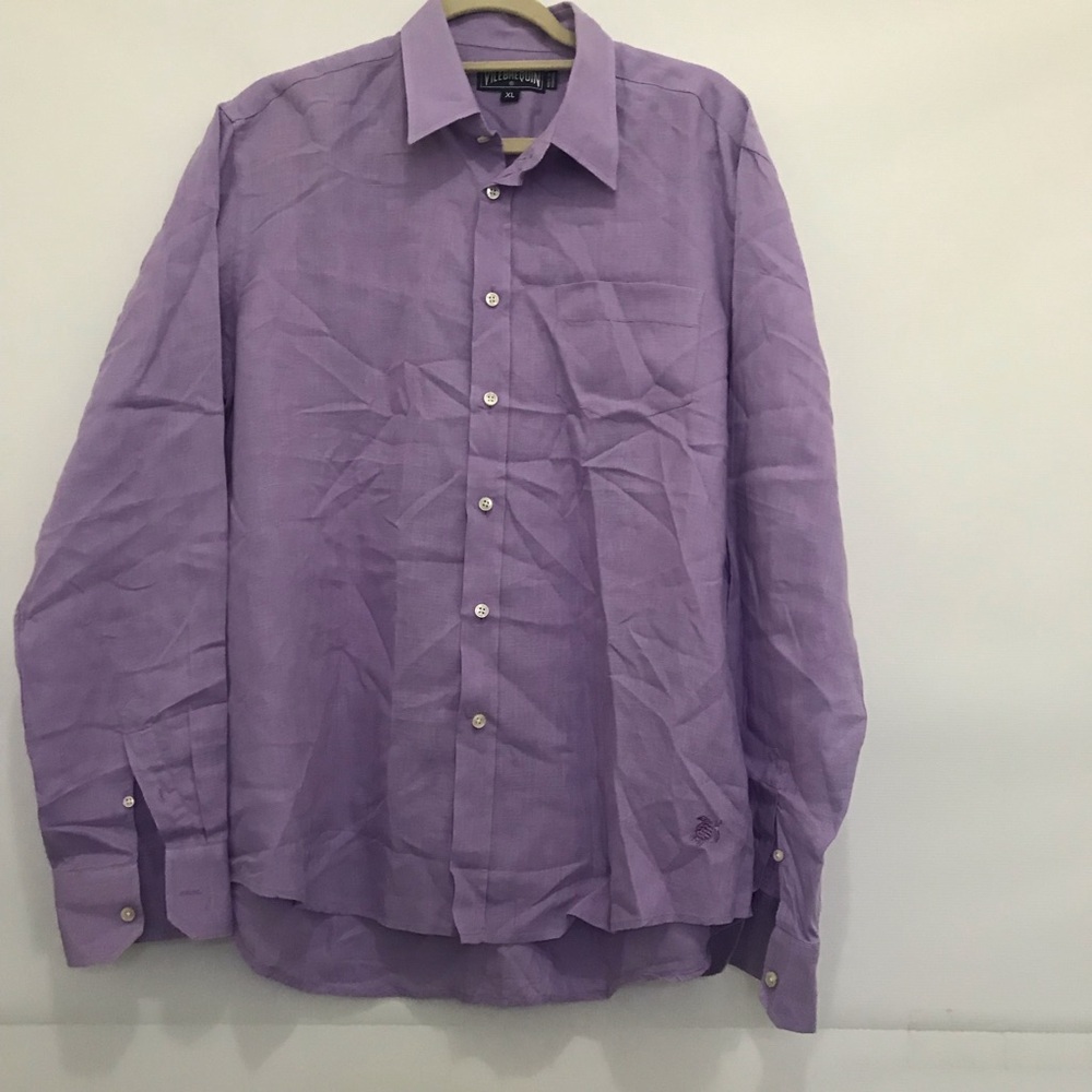Vilebrequin Linen Purple Long-Sleeve Dress Shirt Size XL